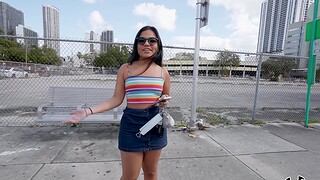 Kinky Latina Summer Col with glasses gets fucked in back of the van